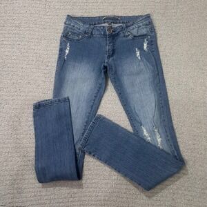 Heritage 1981 Skinny Jeans Low Rise 3 Blue Distressed‎ Y2K Grunge Denim